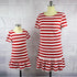 Red Striped Frill Matching Dresses
